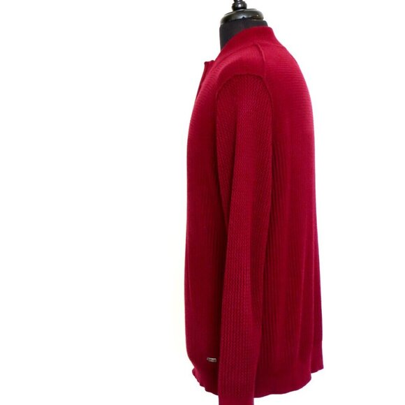 NEW! Tommy Bahama 1/4 Zip Waffle Knit Sweater Cashmere Blend Burgundy Red SZ L - Picture 2 of 8